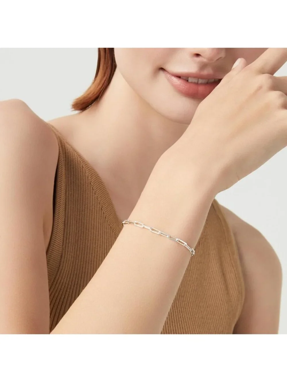 Solid 925 Sterling Silver Paperclip Link Chain Bracelet for Women & Men, Made in
